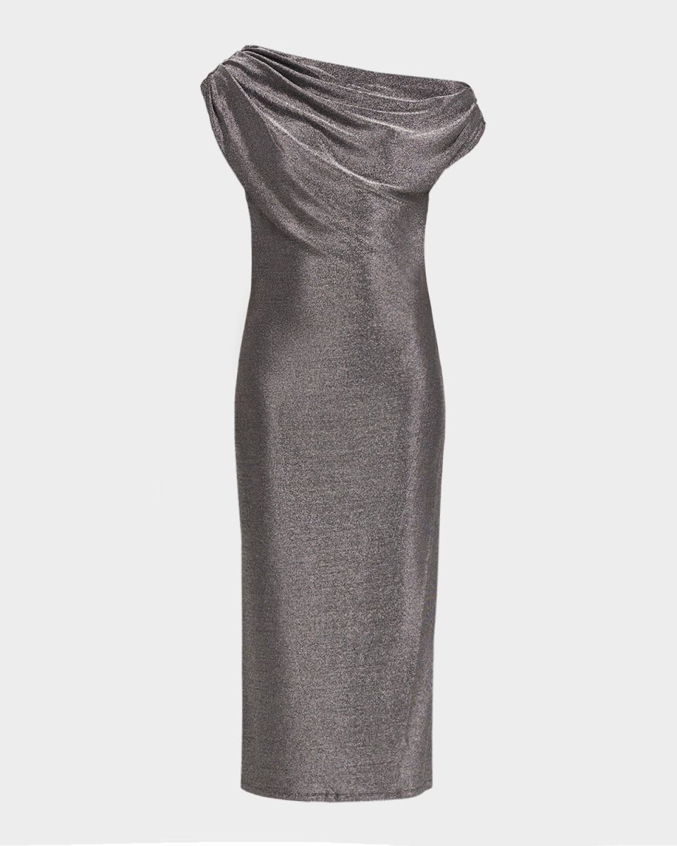 Rocker Chet Metallic Boat-Neck Midi Dress